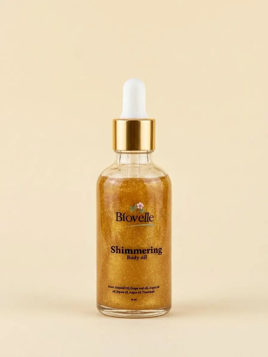 Shimmering dry body oil gold