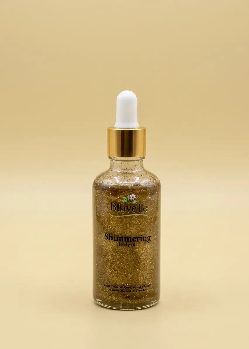 Shimmering dry body oil bronze
