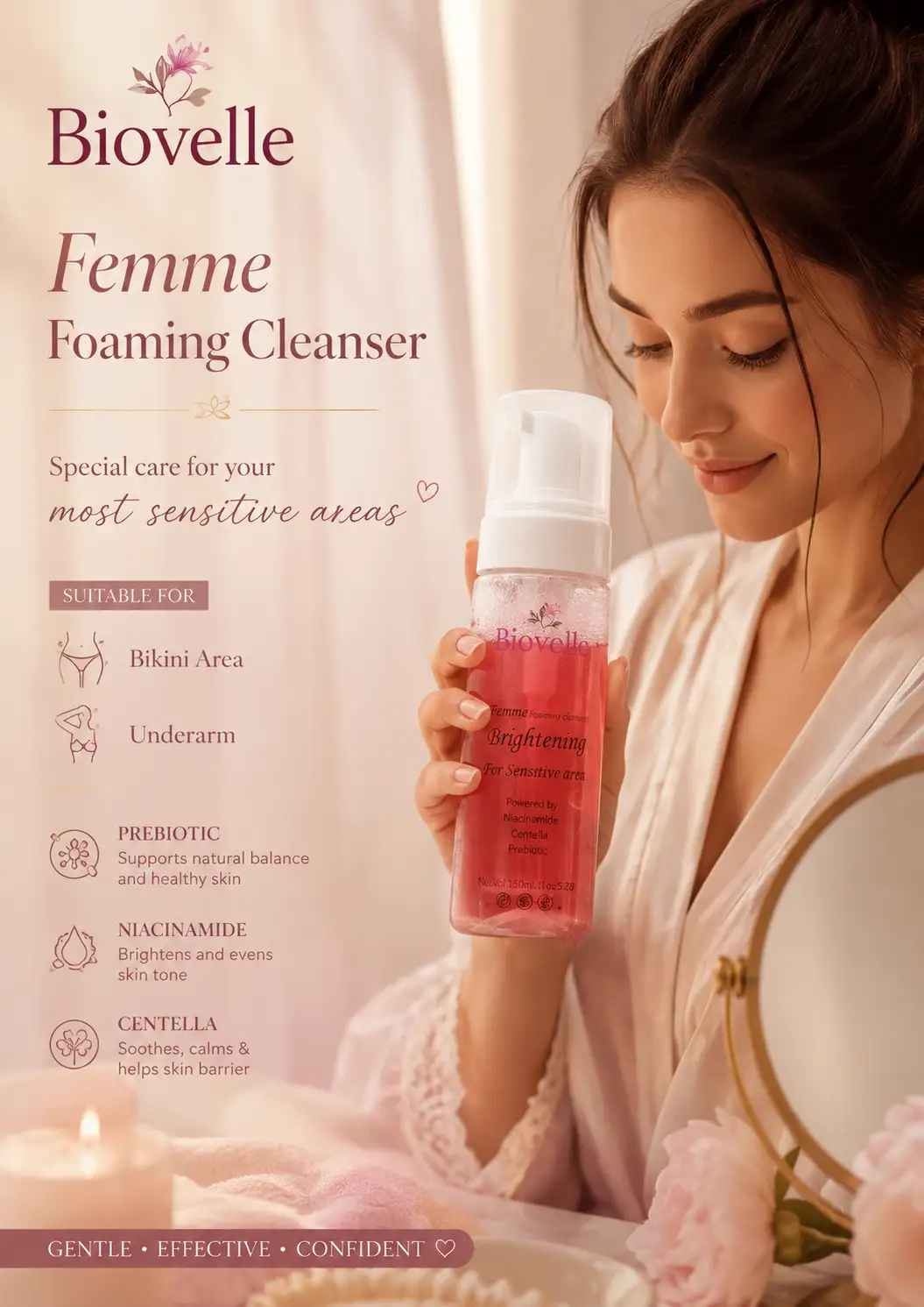 Femme Foaming Brightening cleanser for sensitive area