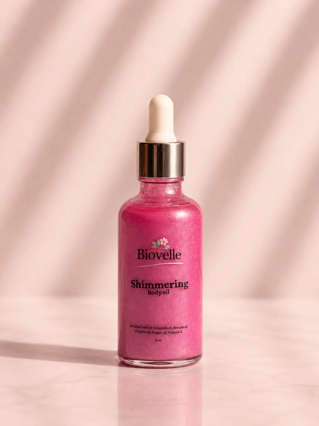 Shimmering dry body  oil pink