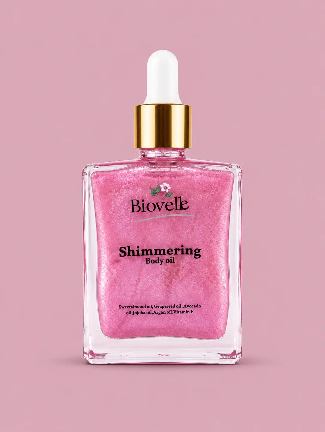 Shimmering dry body  oil pink