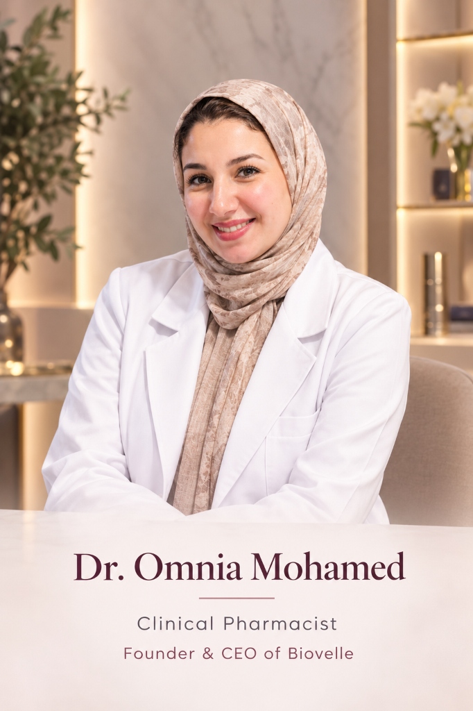 Dr. Omnia Mohamed — Clinical Pharmacist, Founder of Biovelle